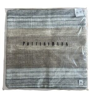 Pottery Barn Pillow Cover Kolten Stripe Square 22"‎ x 22" Woven Taupe-Gray New